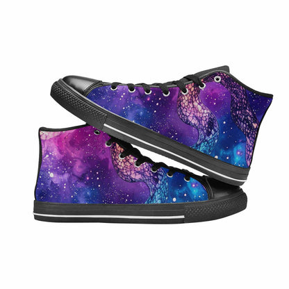 WOMEN'S Galaxy Snake Print High Top Canvas Wallpaper Art Sneakers