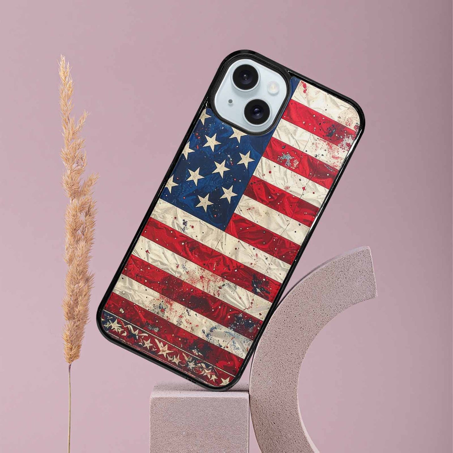 iPhone 15 Plus Case — American Flag Stars And Stripes Motif, Personalized Phone Case