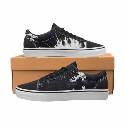 MEN'S Black White Animal Print Canvas Lace-Up Wallpaper Art Custom Sneakers