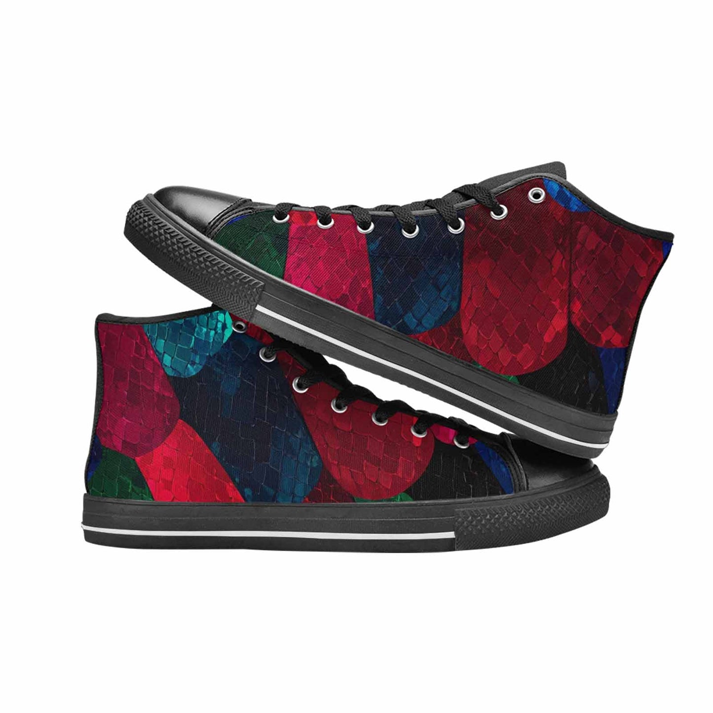 WOMEN'S Dark Snake Print High Top Canvas Y2K Shoes