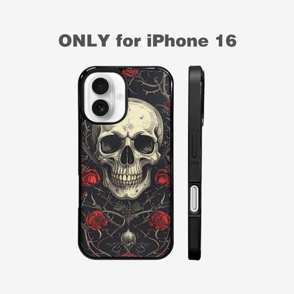 iPhone 16 Case — Gothic Skulls Roses Custom, Unique Phone Case Design