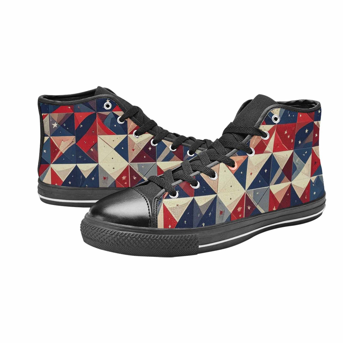 MEN'S American Flag Stars High Top Canvas Vibrant Chaos Custom Sneakers