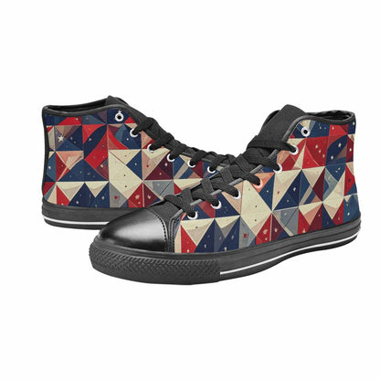 MEN'S American Flag Stars High Top Canvas Vibrant Chaos Custom Sneakers