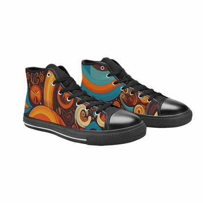 WOMEN'S Groovy 70S Peace High Top Canvas Wallpaper Art Sneakers
