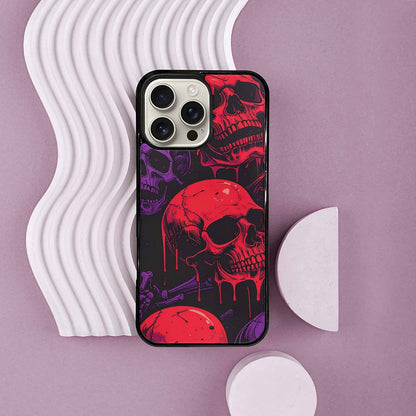 iPhone 16 Pro Max Case — Red Purple Skeletons Neon Drip Melting, Personalized Phone Case