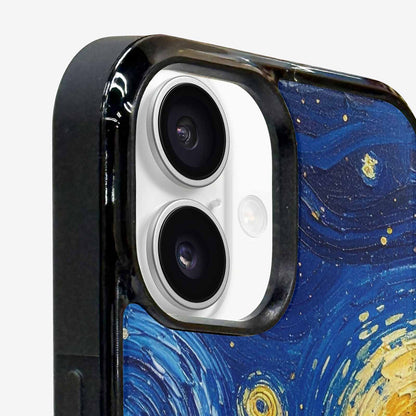 iPhone 16 Case — Swirling Deep Blue Night Sky Filled, Custom Print Case Cover
