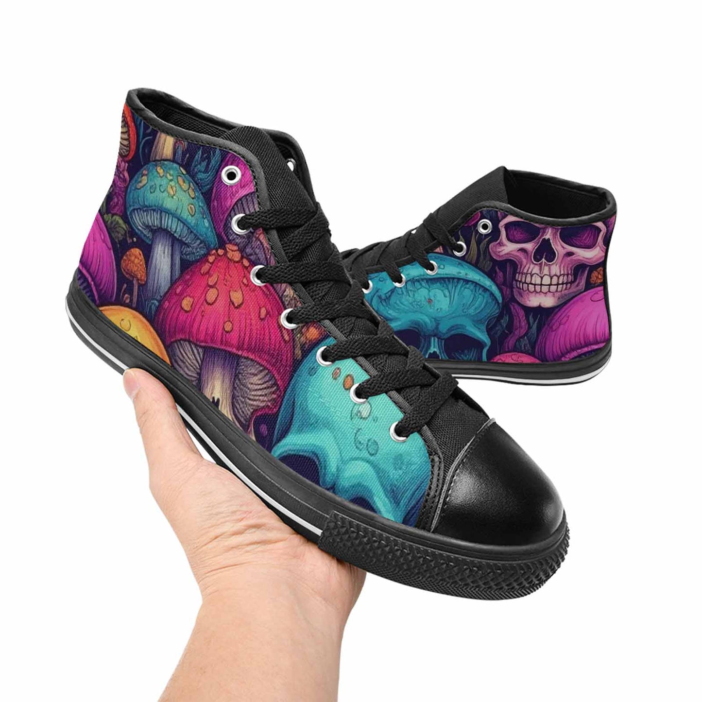 WOMEN'S Mushroom Skull High Top Canvas Cottagecore Custom Shoes