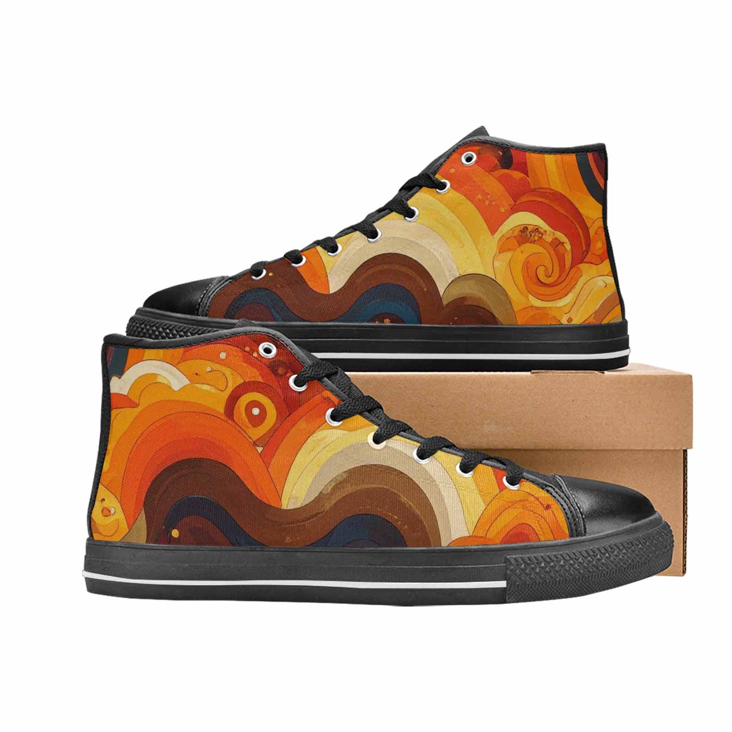 WOMEN'S Groovy 70S Peace High Top Canvas Dark Academia Sneakers