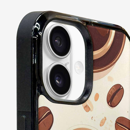iPhone 16 Case — Coffee Cup And Bean Pattern Seamless, Custom Designed Case Cover