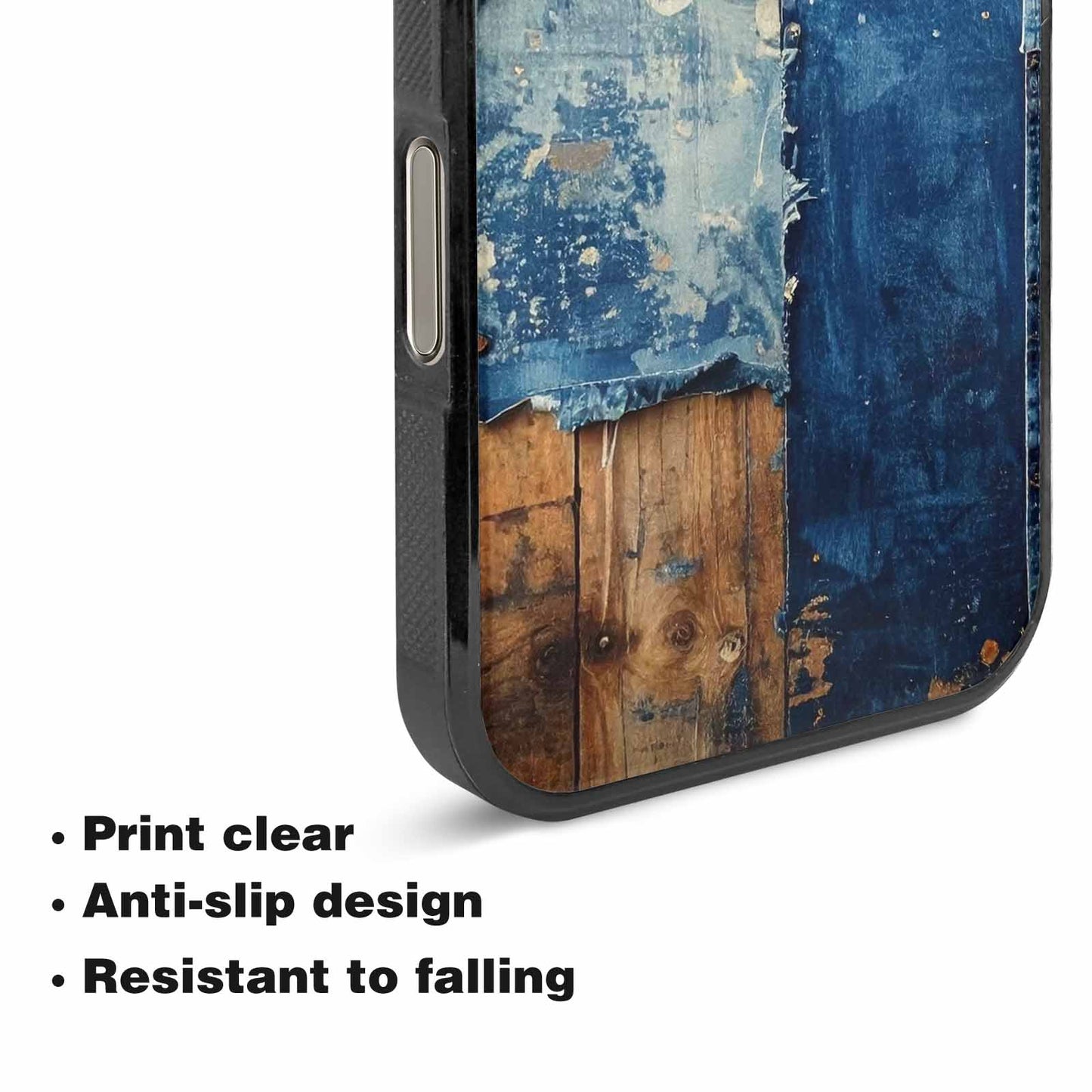 iPhone 16 Pro Max Case — Denim Distressed Textures Print Edge To, Unique Phone Case Design