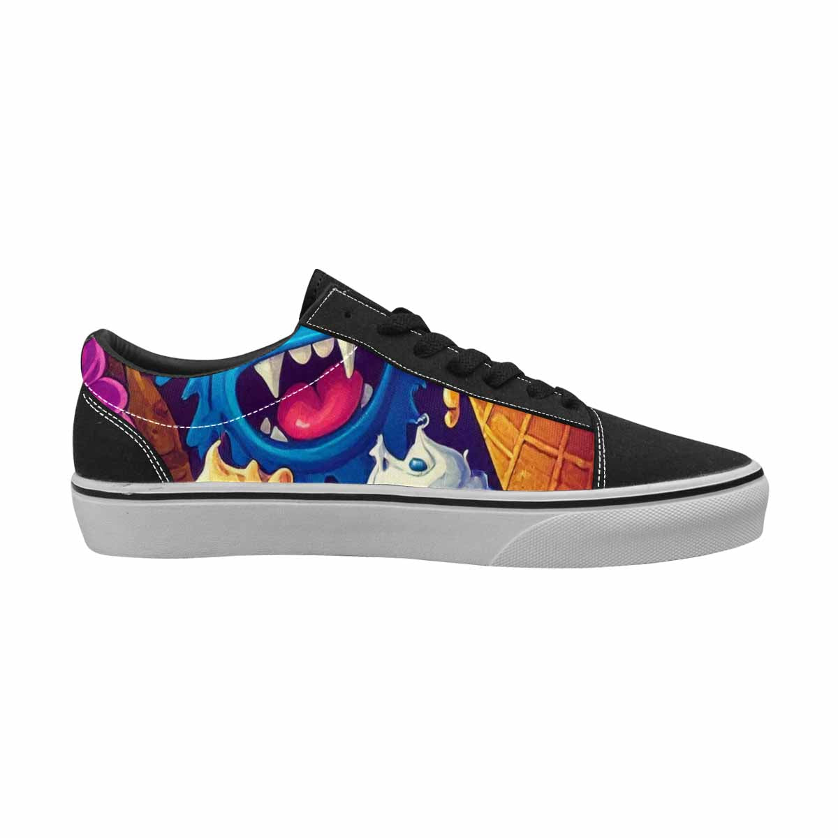 WOMEN'S Melting Ice Cream Monster Lace-Up Canvas Dreamlike Custom Shoes