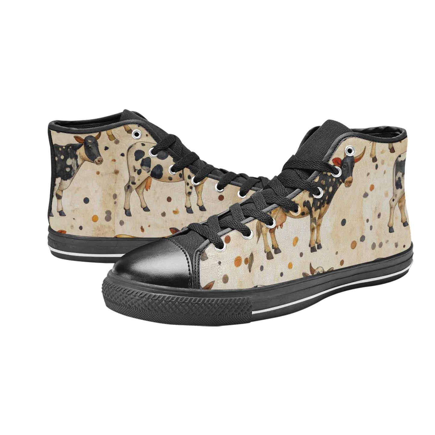 MEN'S Cow Animal Print High Top Canvas Grunge Shoes