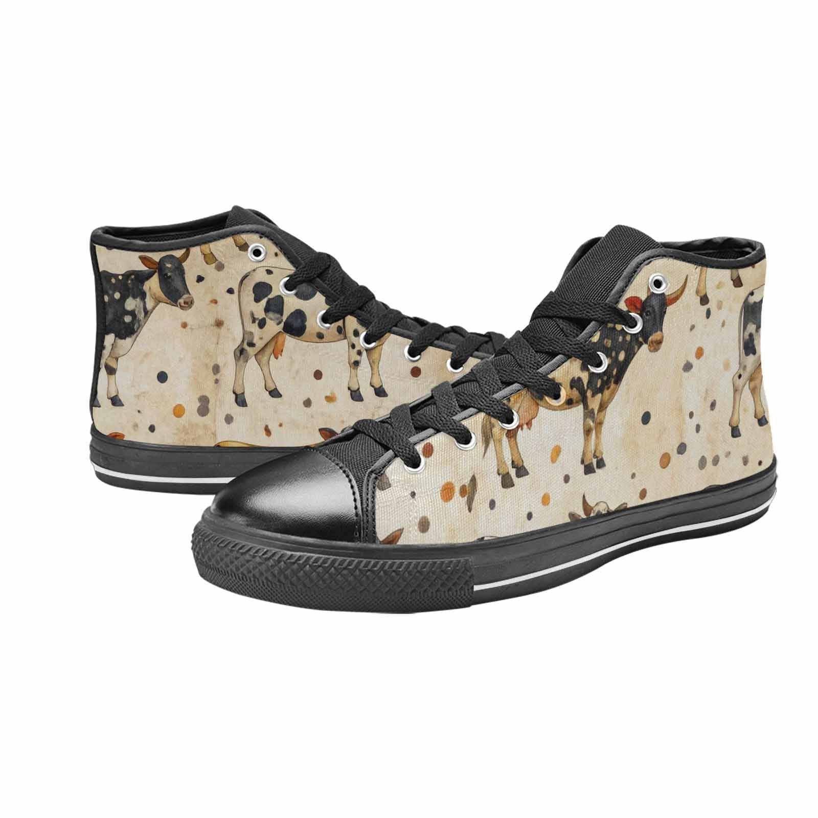 MEN'S Cow Animal Print High Top Canvas Grunge Shoes