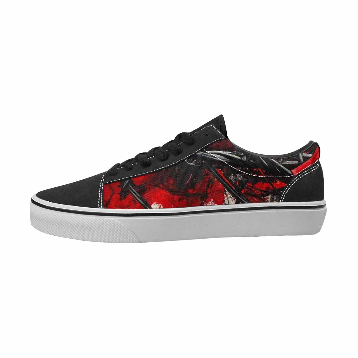 WOMEN'S Barbed Wire Black & Red Ink Canvas Custom Fashion Kaleidoscope Customized Sneakers