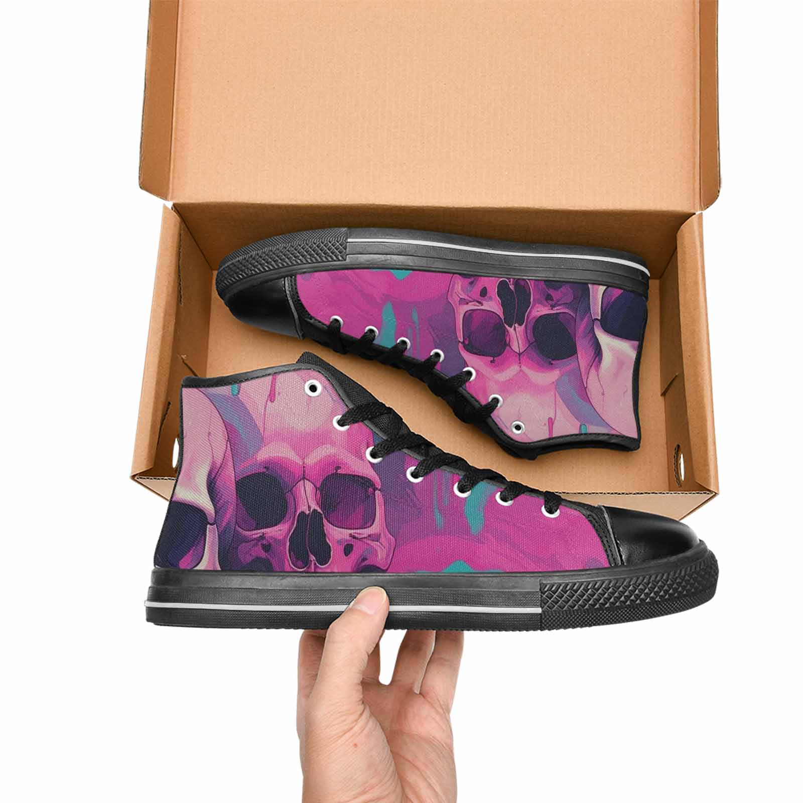 WOMEN'S Thousands Of Skulls High Top Canvas Cottagecore Shoes