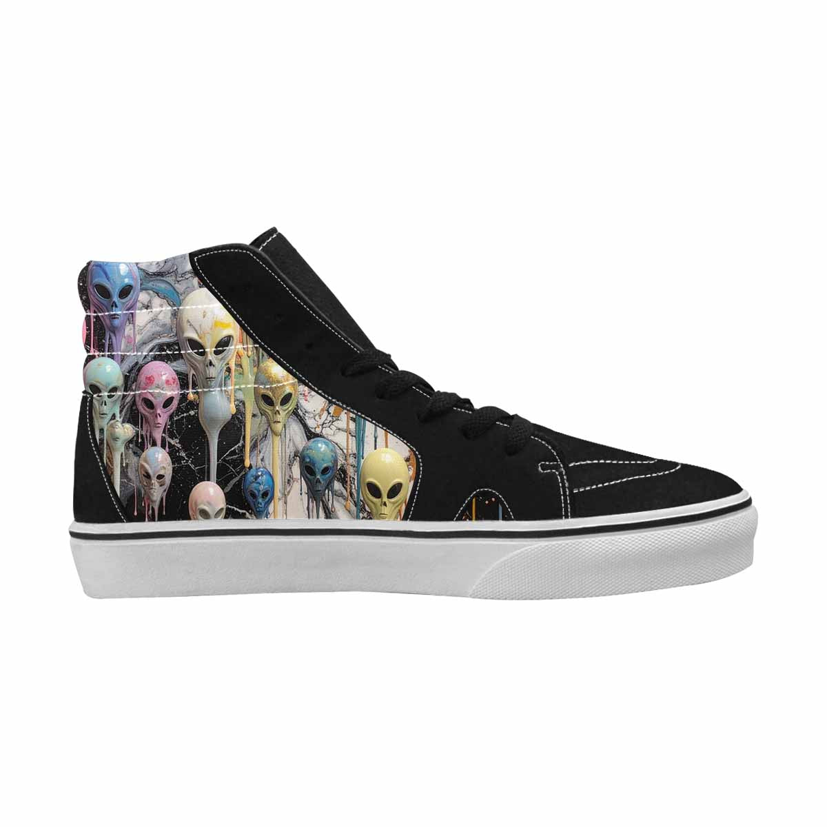 MEN'S Aliens  Marble Melting High Top Canvas Kaleidoscope Custom Sneakers