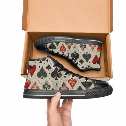 MEN'S Playing Card Suit High Top Canvas Wallpaper Art Shoes