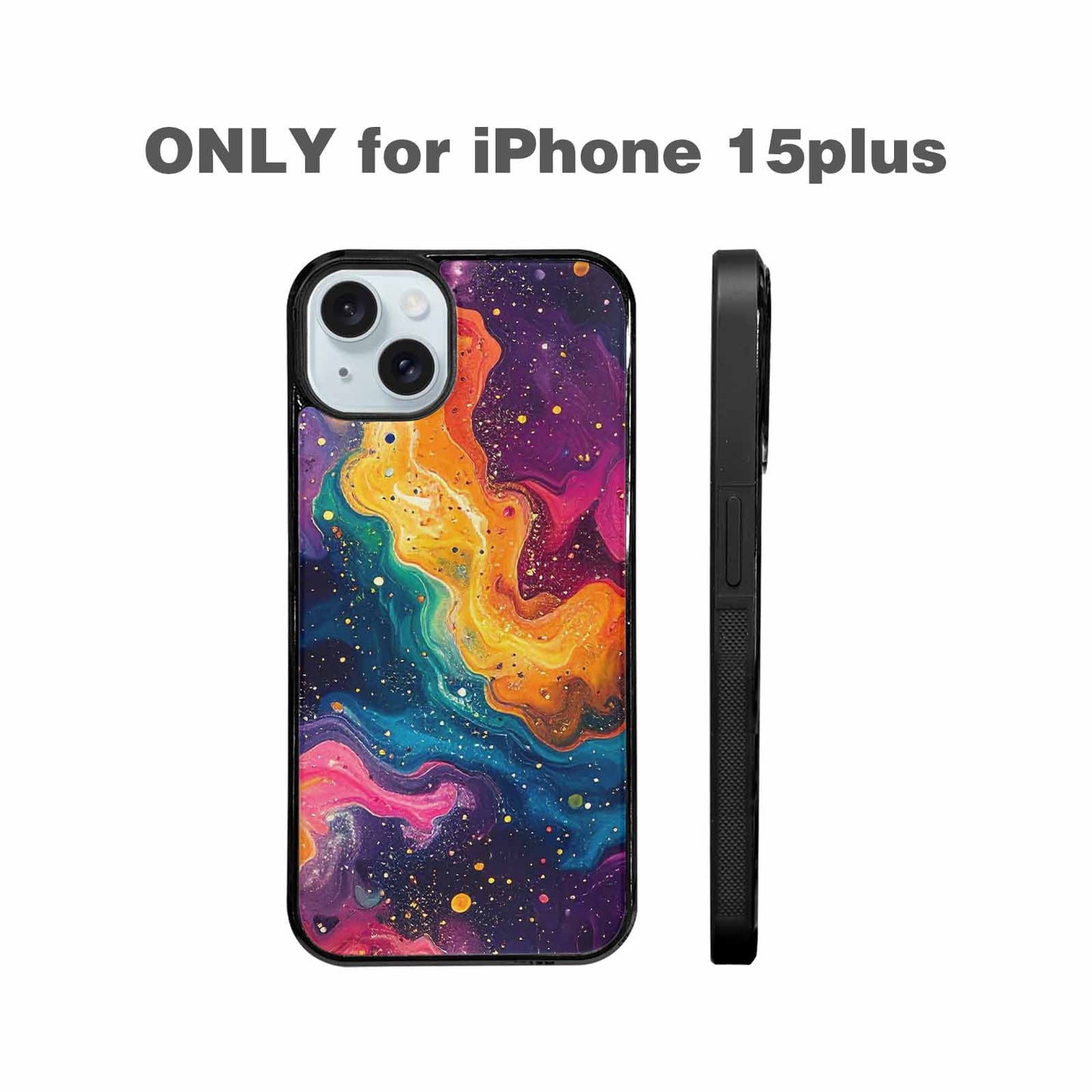 iPhone 15 Plus Case — Galaxy Art Colorful Cosmic Dust Small, Personalized Phone Case