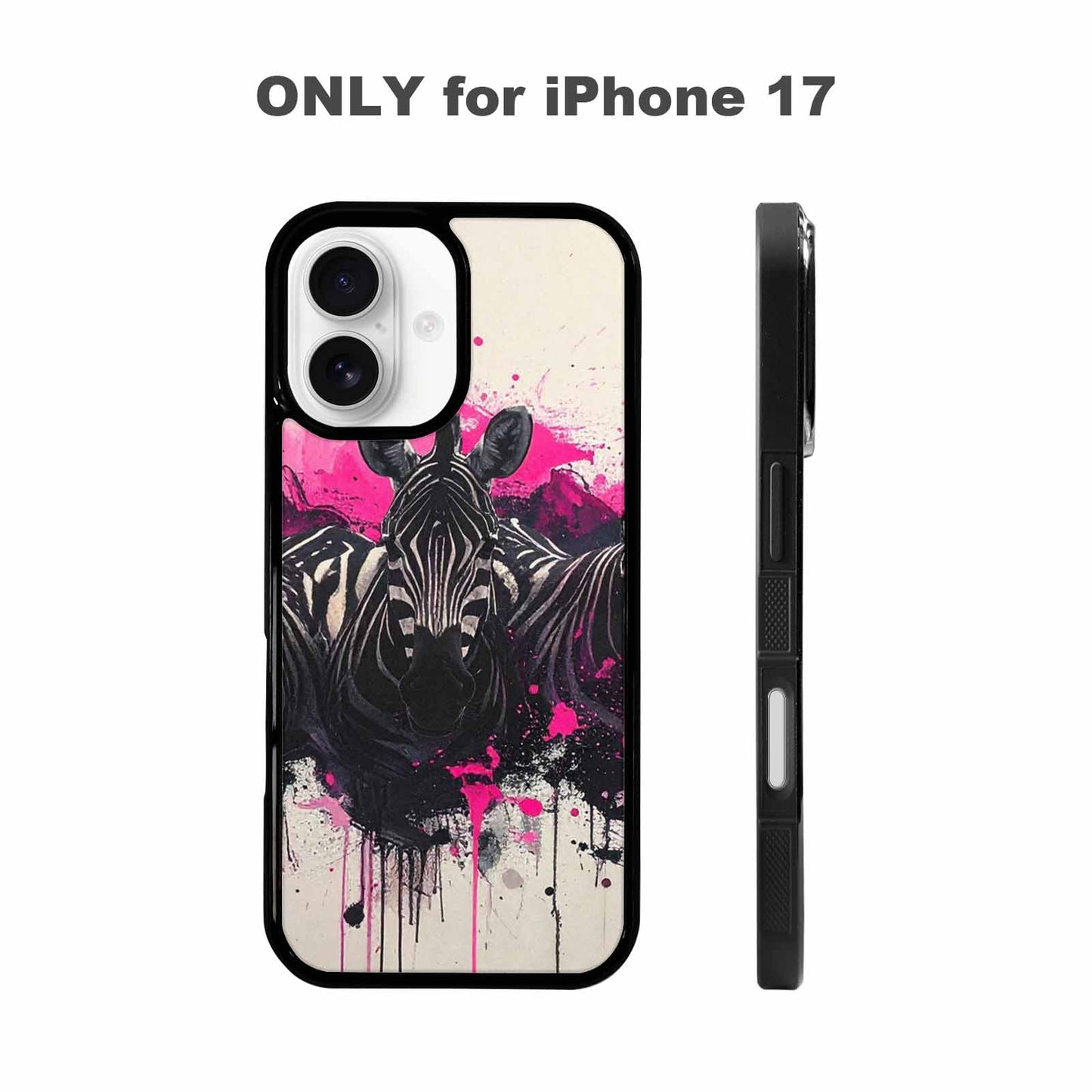 iPhone 17 Case — Black &amp; Pink Ink Animal Print, Custom Phone Case