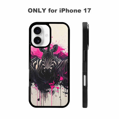 iPhone 17 Case — Black &amp; Pink Ink Animal Print, Custom Phone Case