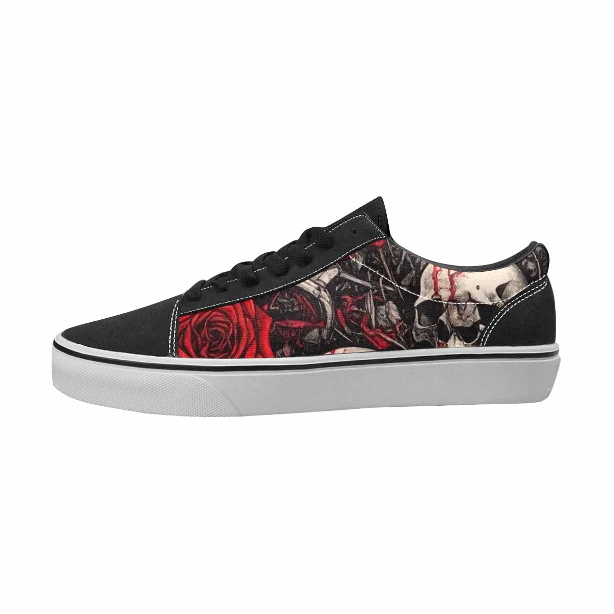 MEN'S Skulls Black & Red Ink Canvas Statement Dreamcore Custom Canvas Shoes