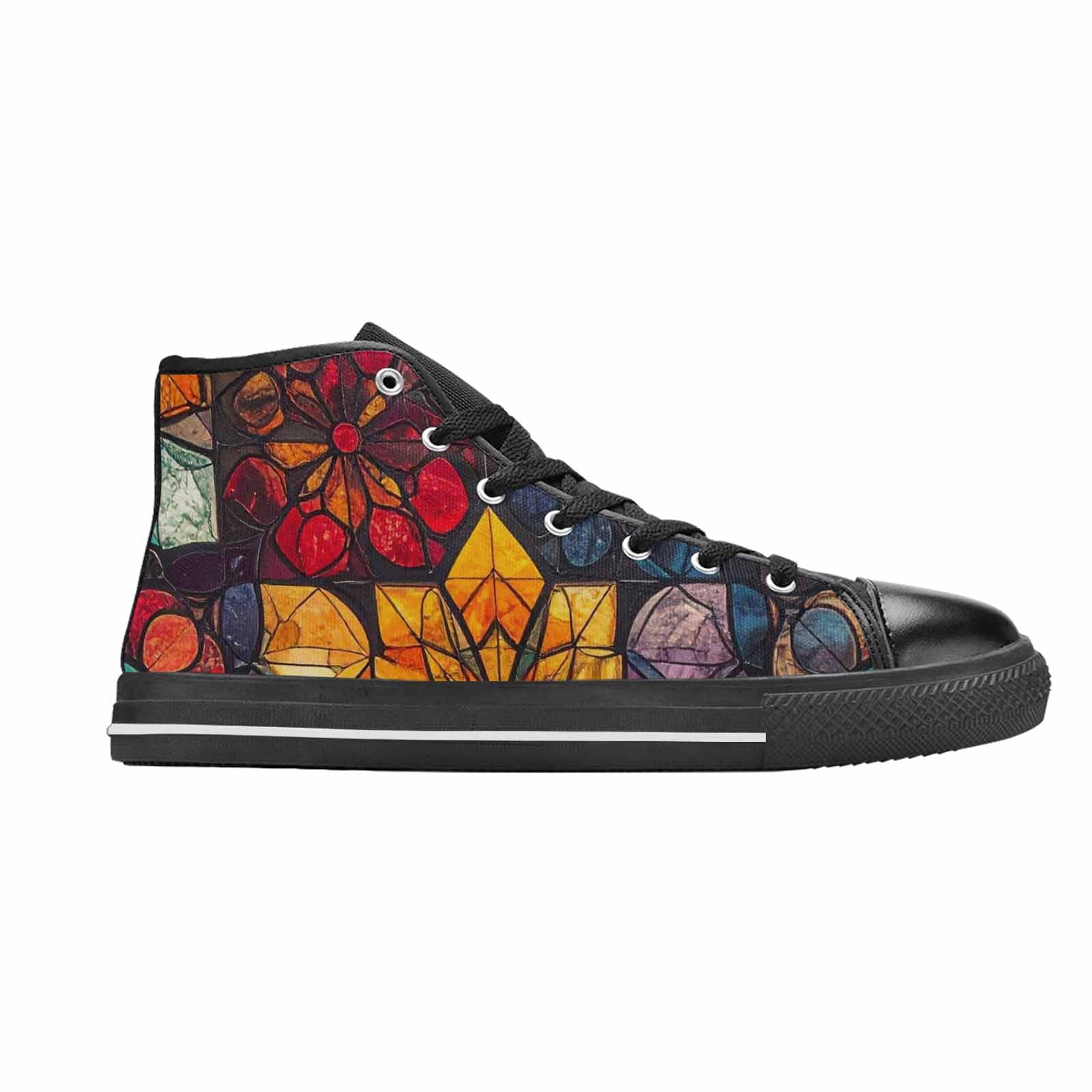 MEN'S Stained Glass Kaleidoscope High Top Canvas Vibrant Chaos Custom Shoes