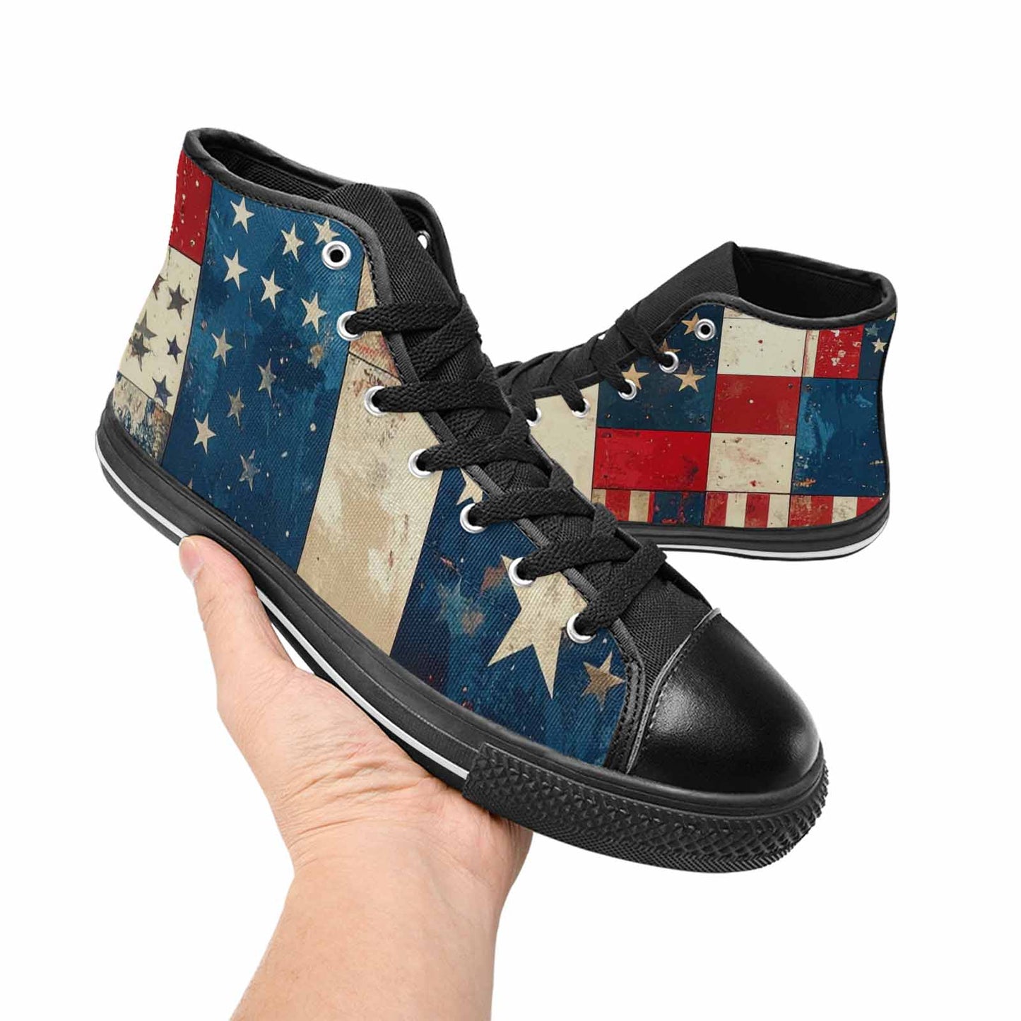 MEN'S American Flag Stars High Top Canvas Neon Fantasy Sneakers