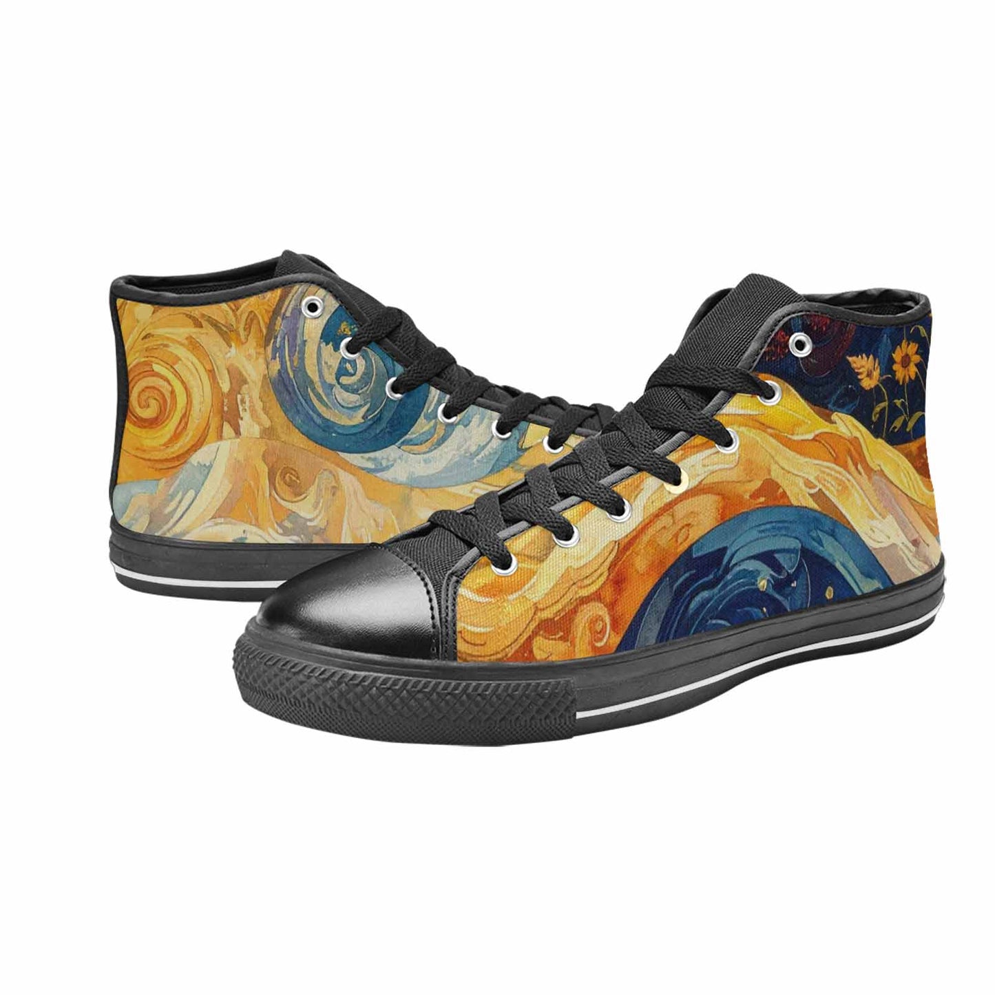 WOMEN'S Blend All Versions High Top Canvas Wallpaper Art Custom Sneakers