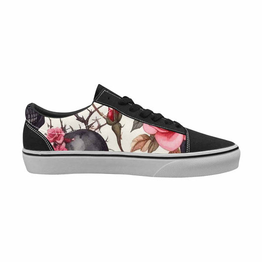 WOMEN'S Skulls - Roses Canvas Lace-Up Vibrant Chaos Sneakers