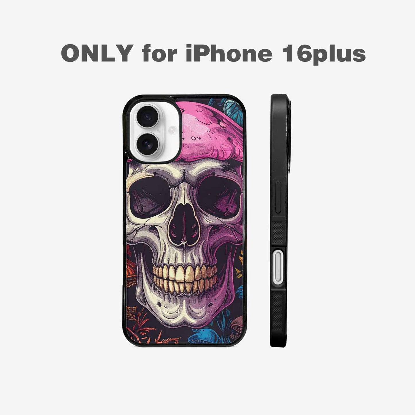 iPhone 16 Plus Case — Mushroom Skull, Personalized Phone Case