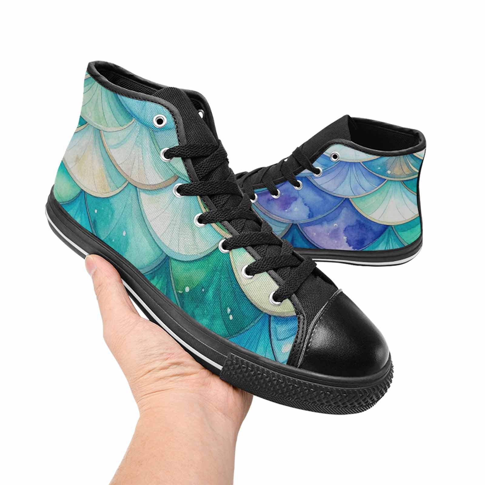 MEN'S Mermaid Scale High Top Canvas Aesthetic Sneakers