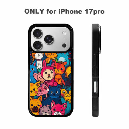 iPhone 17 Pro Case — Seamless Tileable Pattern Of Overlapping Cartoon, Custom Phone Case