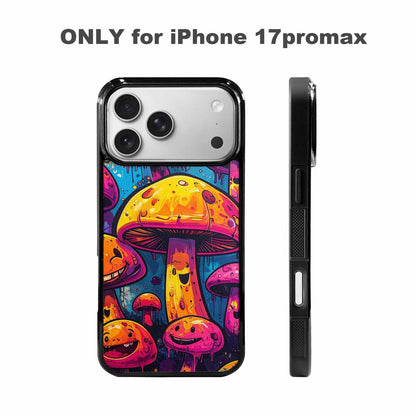 iPhone 17 Pro Max Case — Neon Smiley Face Original Art, Custom Printed Phone Case