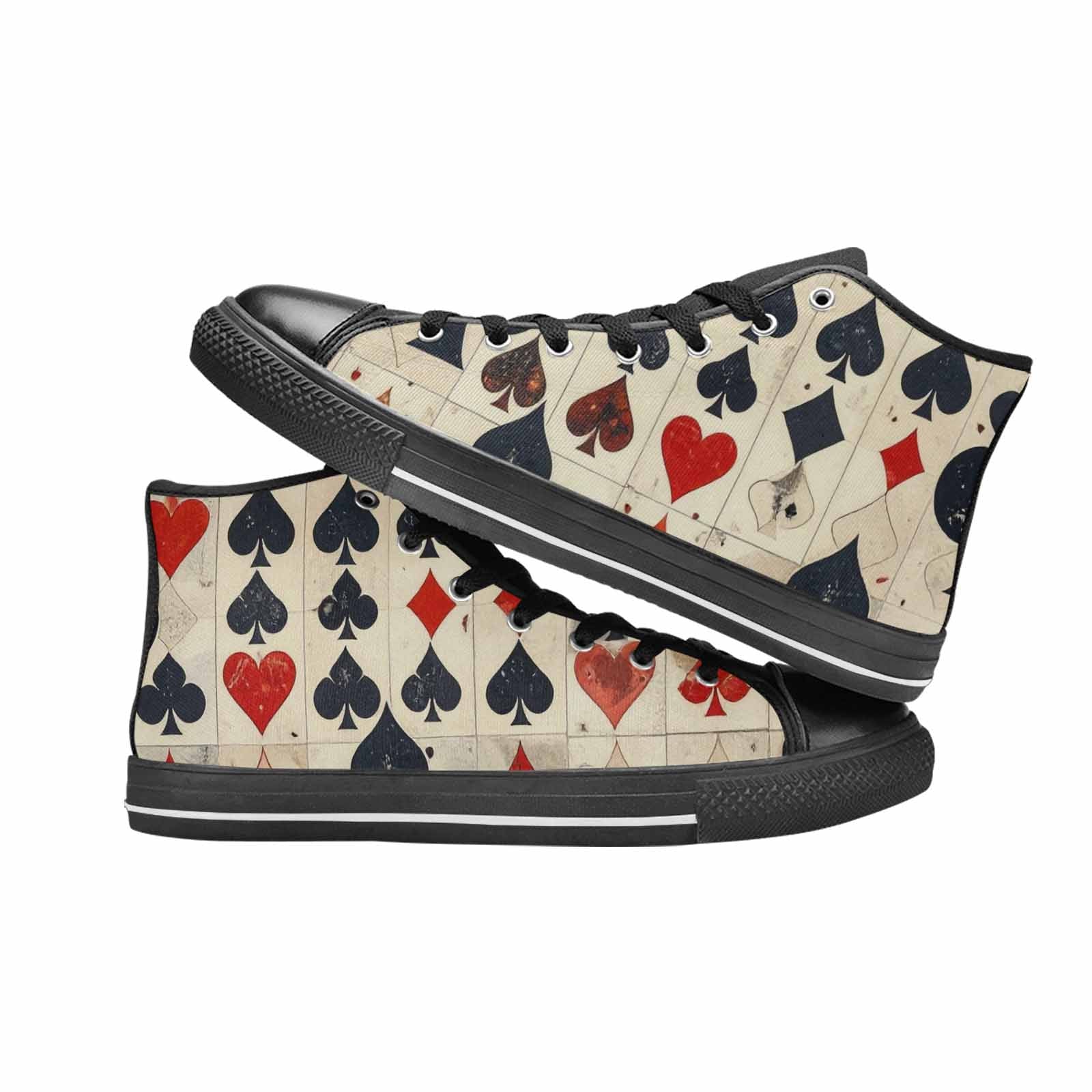 WOMEN'S Playing Card Suit High Top Canvas Neon Fantasy Custom Sneakers