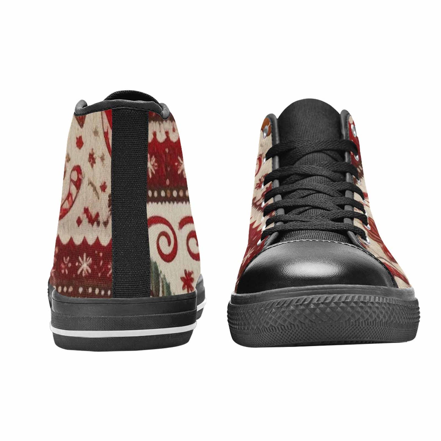 WOMEN'S Christmas Holly Snowflake High Top Canvas Grunge Sneakers