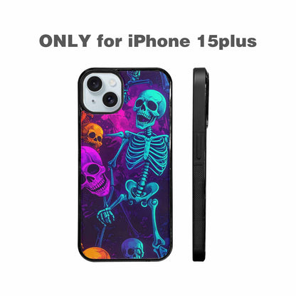 iPhone 15 Plus Case — Glowing Skeleton Pattern Hundreds Of Small, Custom Art Phone Cover