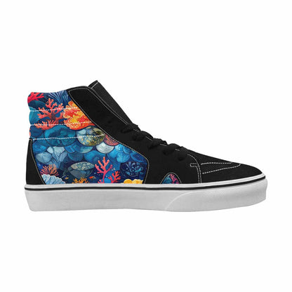 MEN'S Fish Scale Coral High Top Canvas Vivid Custom Shoes