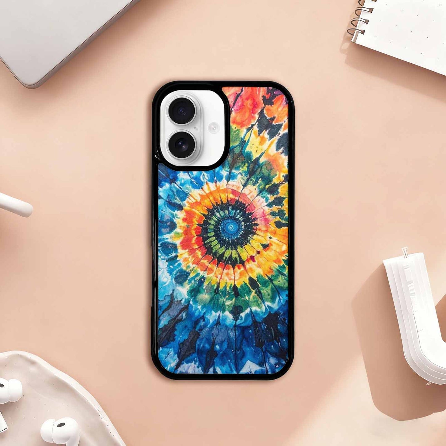 iPhone 17 Case — Black &amp; Blue Ink Tie Dye, Custom Printed Phone Case
