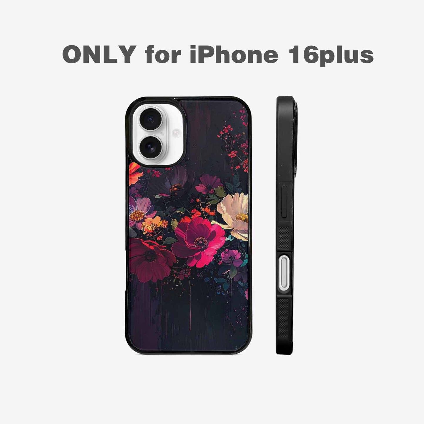 iPhone 16 Plus Case — Shadowy Glitch Floral Pattern Hundreds Of, Custom Phone Case