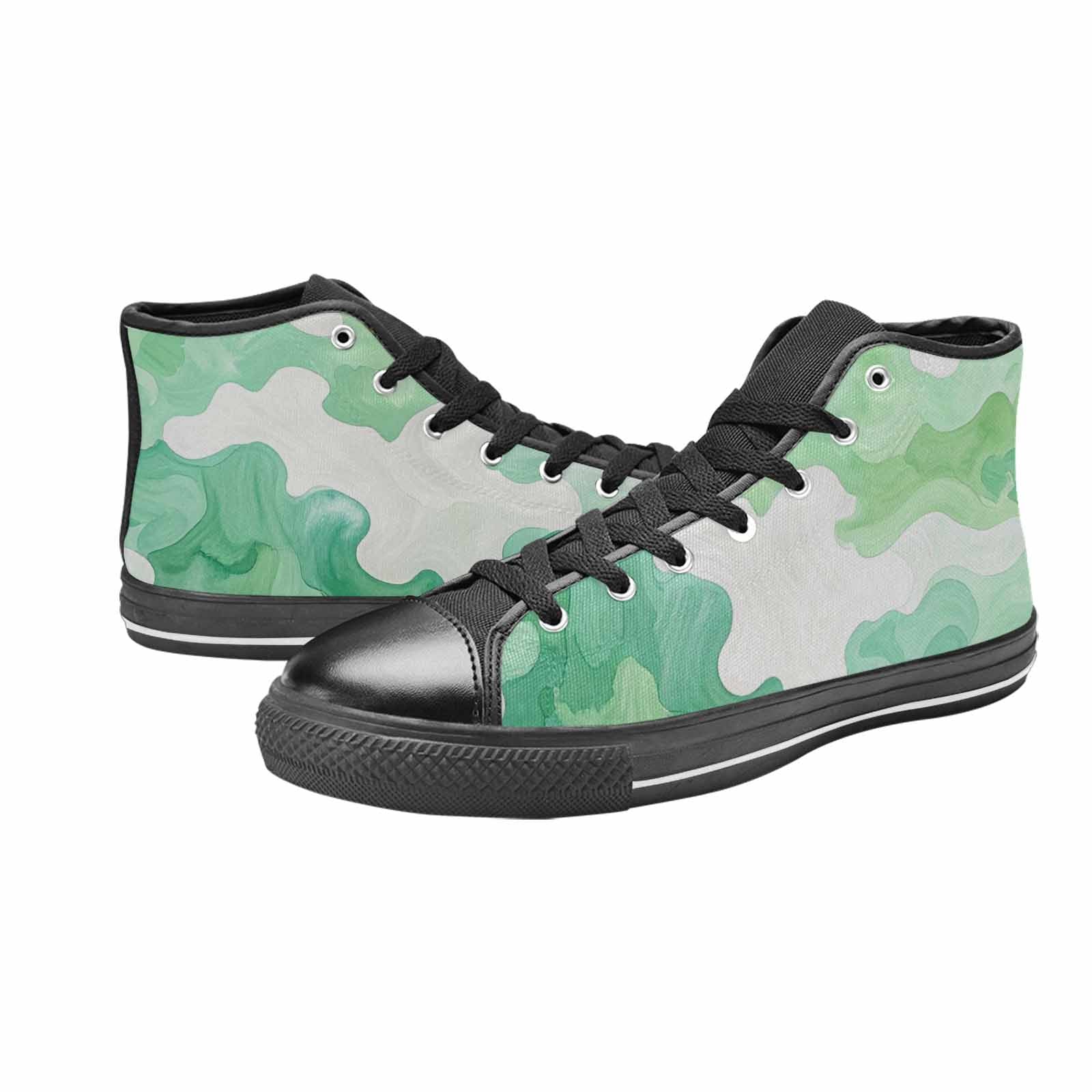 MEN'S Camo Mint Green White High Top Canvas Vibrant Chaos Custom Shoes
