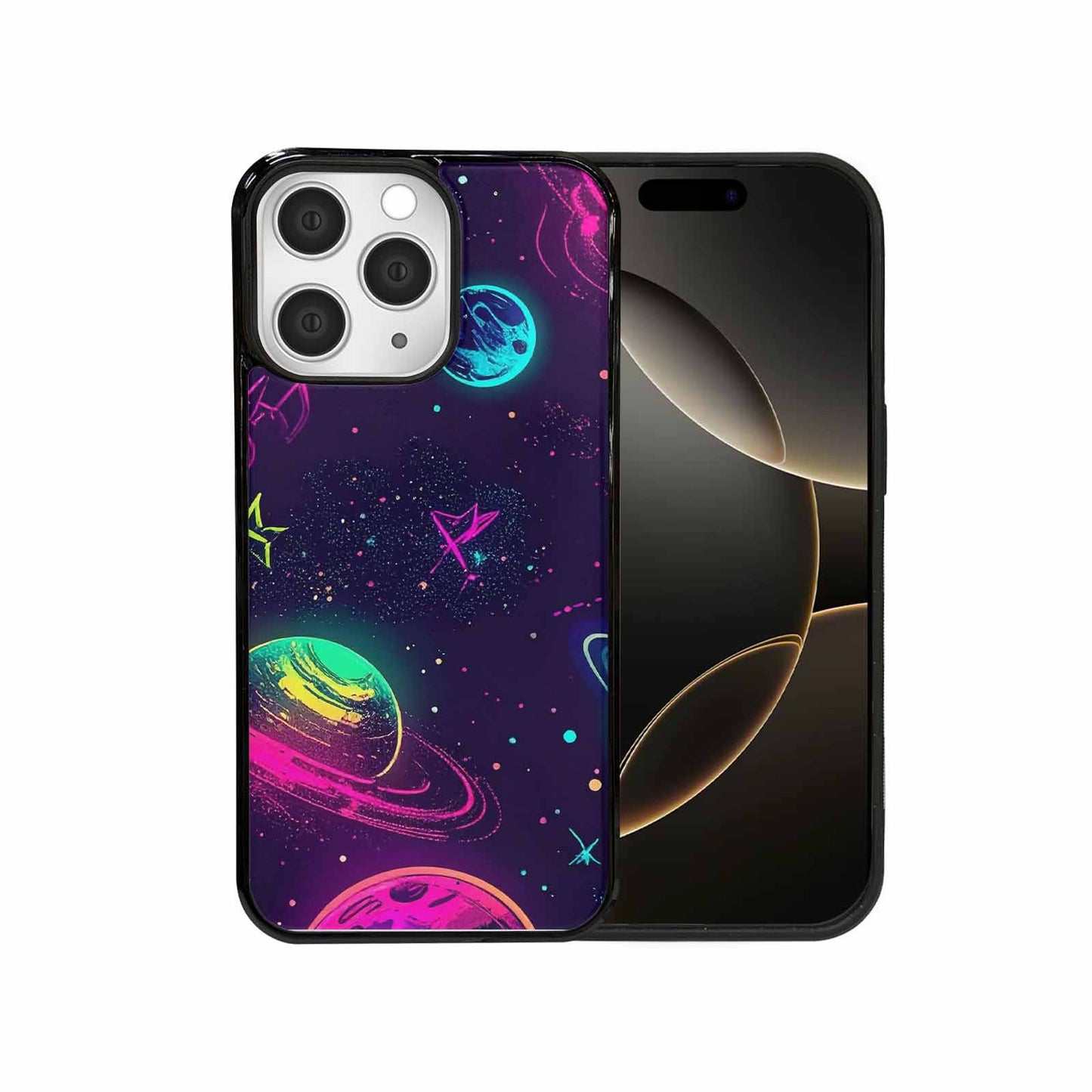 iPhone 15 Pro Max Case — Space Galaxy Astronaut Pattern Planets Stars, Custom Art Phone Cover