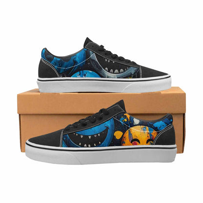 WOMEN'S Melting Moon Smiley Lace-Up Canvas Dreamlike Custom Shoes