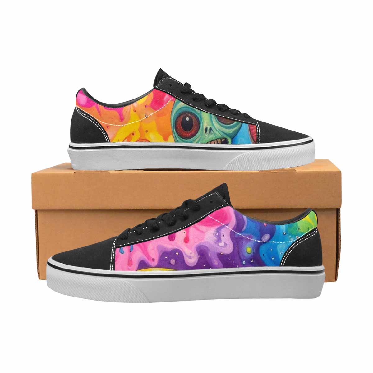 WOMEN'S Aliens  Tie Dye Lace-Up Canvas Dark Academia Custom Sneakers