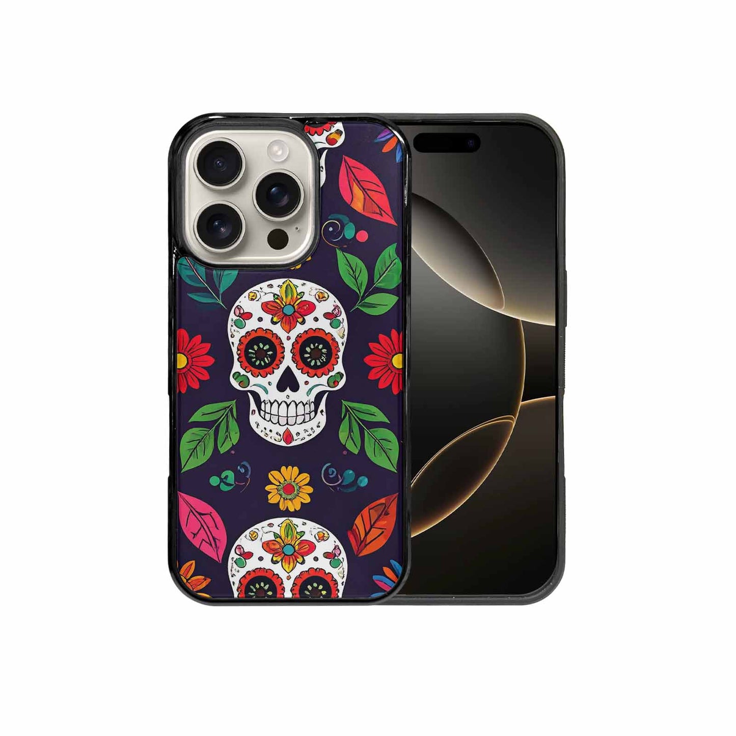 iPhone 16 Pro Case — Sunflowers And Skulls, Custom Art Phone Cover