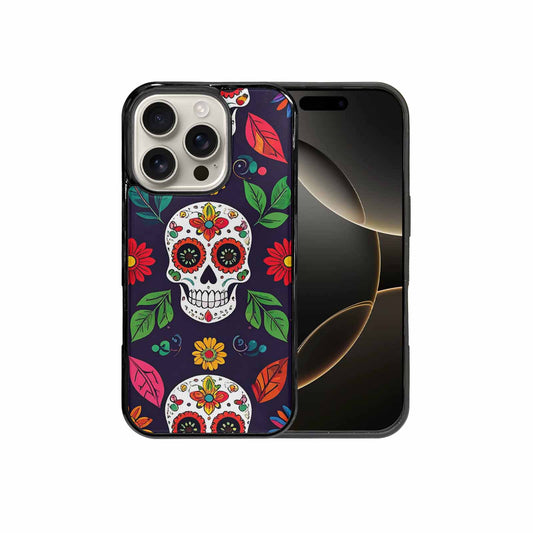 iPhone 16 Pro Case — Sunflowers And Skulls, Custom Art Phone Cover