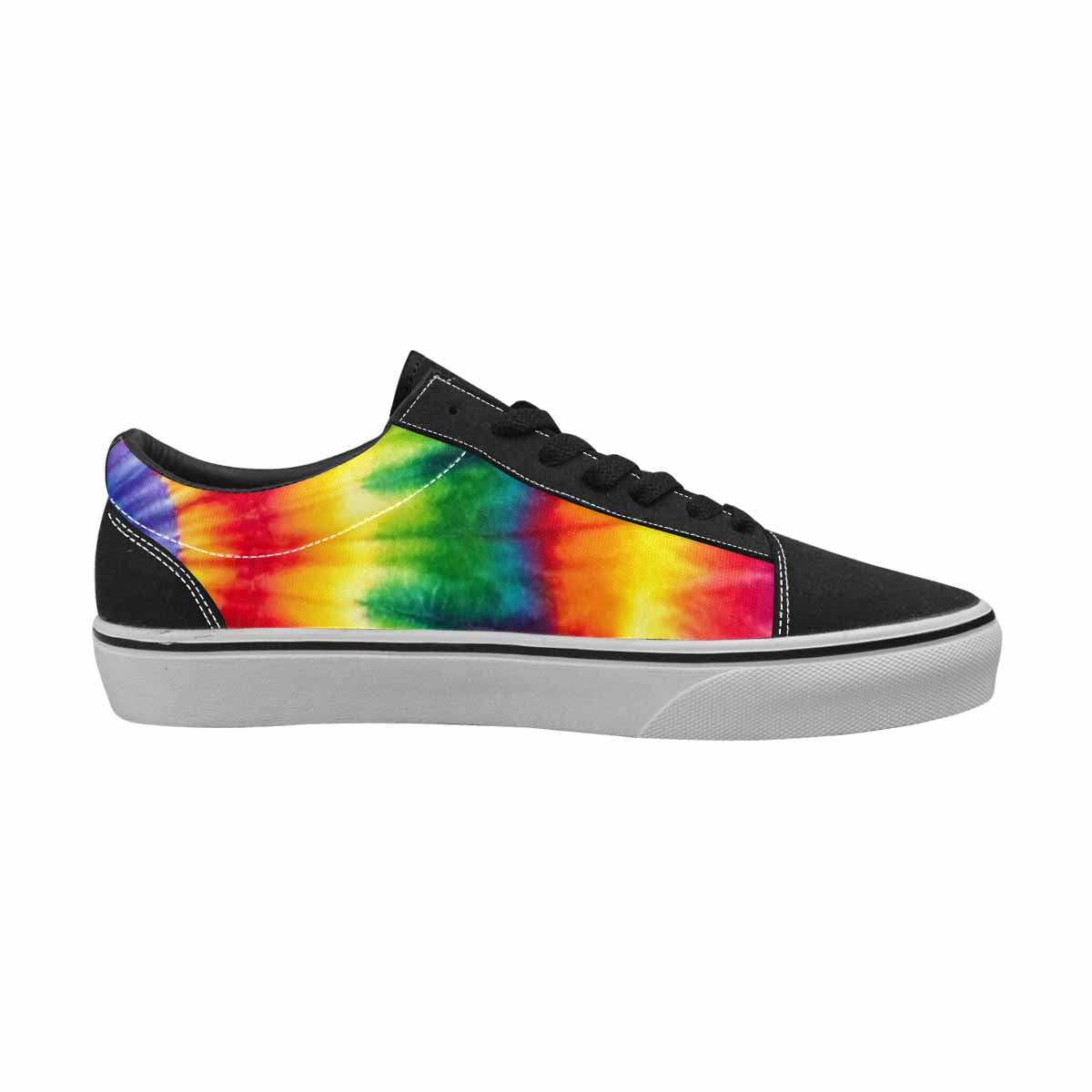 WOMEN'S Rainbow Spiral Tie Dye Alt Canvas Lace-Up Vibrant Chaos Shoes