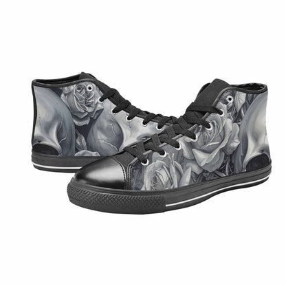MEN'S Skulls Roses Chrome Airbrush High Top Canvas Dreamcore Custom Sneakers