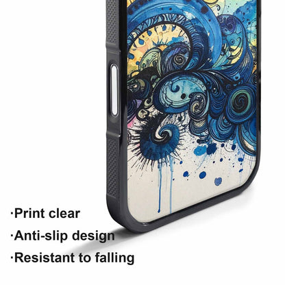 iPhone 17 Air Case — Tie Dye Swirls Black Blue Tie, Custom Phone Case