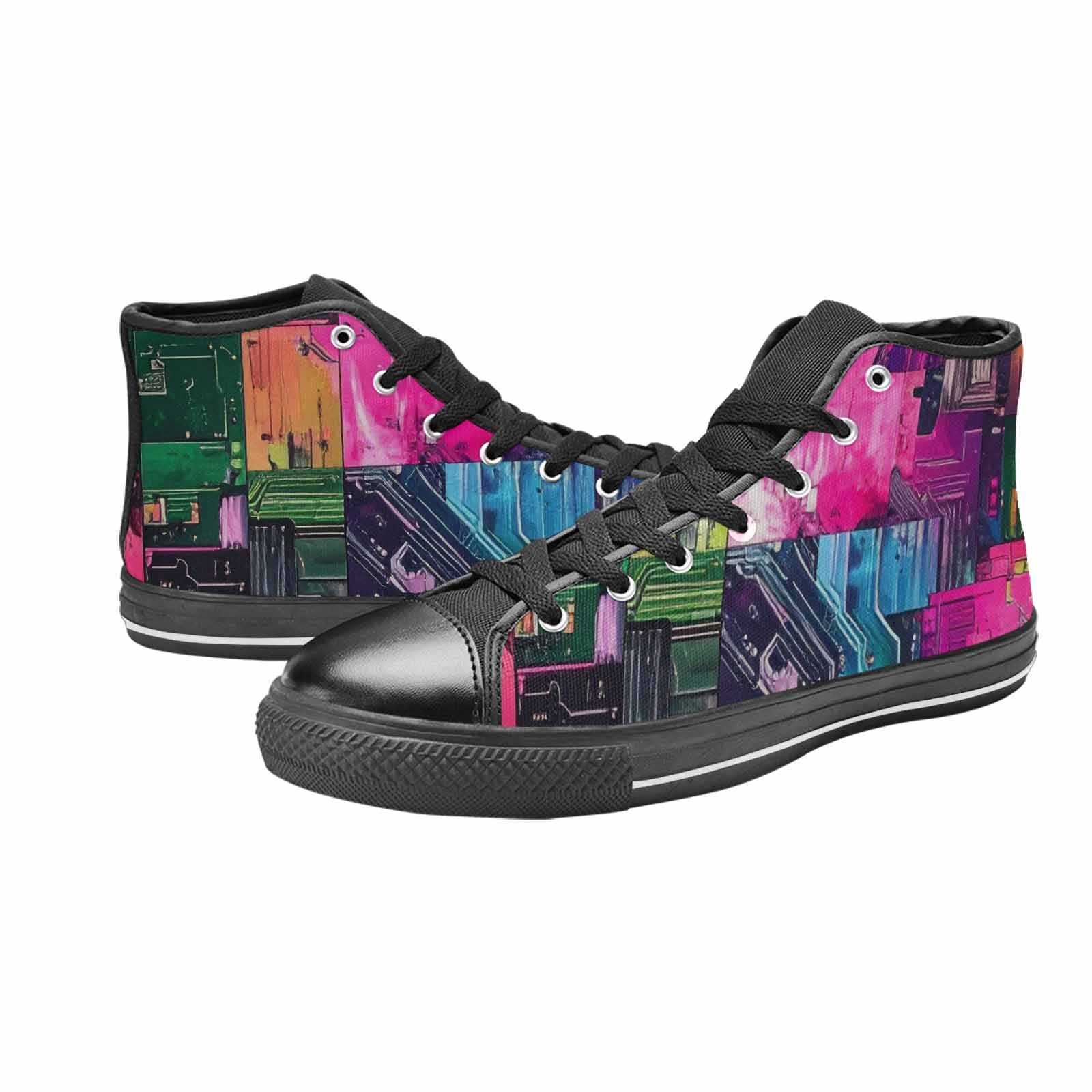 MEN'S Circuit Board Cyberpunk High Top Canvas Vibrant Chaos Shoes