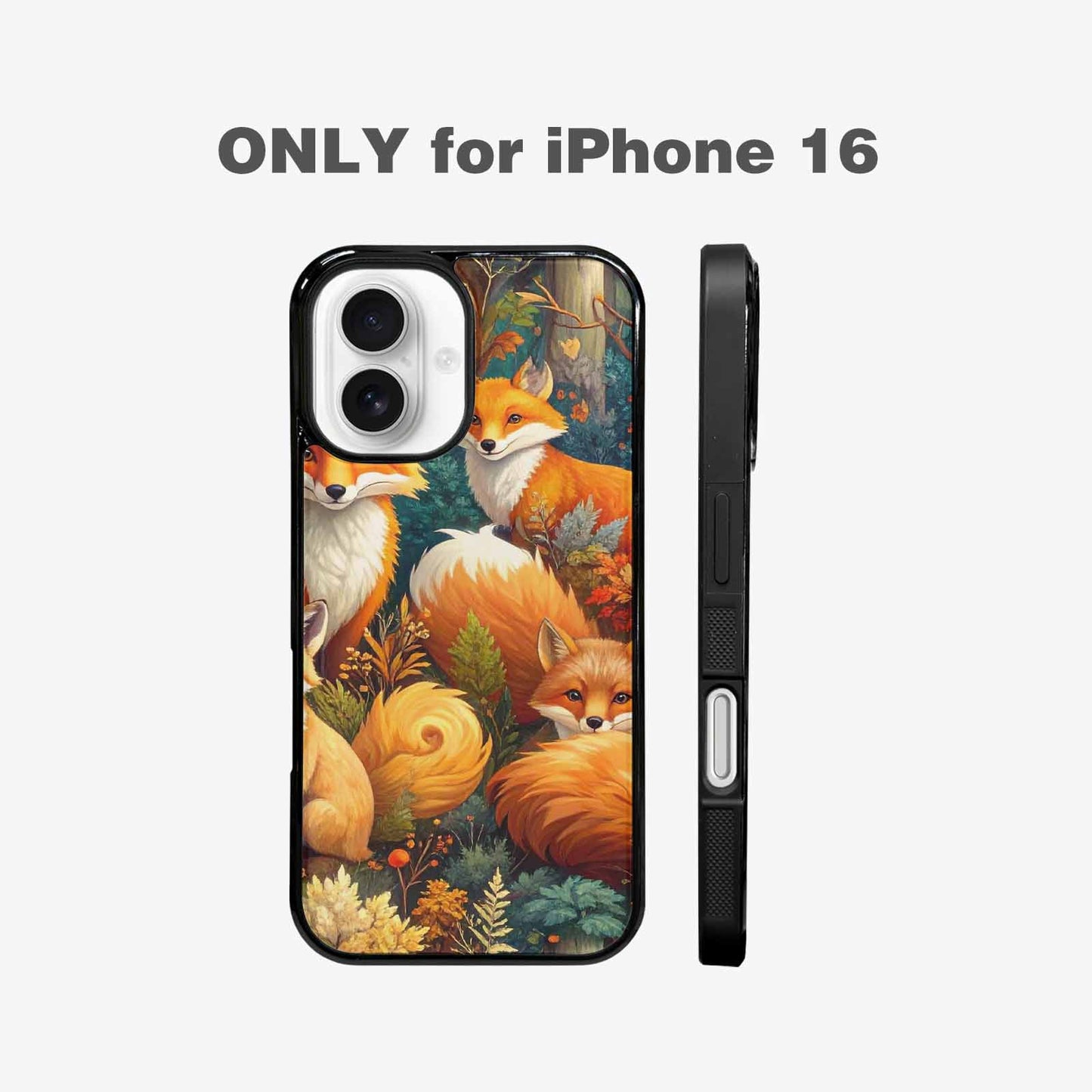 iPhone 16 Case — Fox Forest Fox Forest Pattern Hundreds, Custom Designed Case Cover